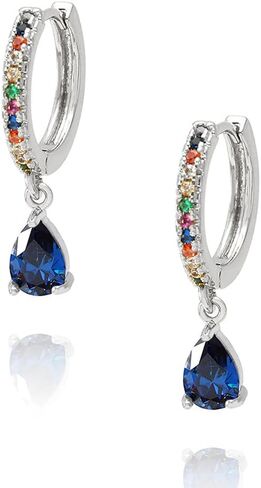 Dainty Drop Dangle Hoop Earrings For Women Girls,Gold Plated 12mm Hoops With Cz Evil Eye Heart Teardrop Leaves Charms Trendy Cute Dangling Earrings in Saudi Arabia