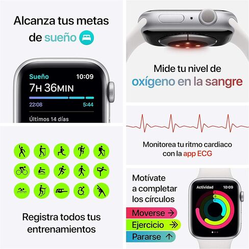 Apple Watch Series 6 (GPS + Cellular, 40mm) - Silver Aluminum Case with White Sport Band (Renewed) in Saudi Arabia