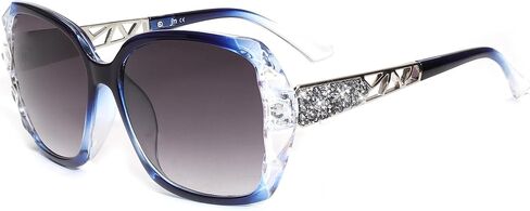 JM Oversized Women Square Sunglasses Sparkling Composite Shiny Frame UV400 Protection in Saudi Arabia