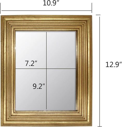 مرآة حائط مزخرفة عتيقة مقاس 12.9 × 10.9 بوصة، مرايا معلقة عتيقة، مرايا سطح الطاولة، مربع ذهبي in Kuwait