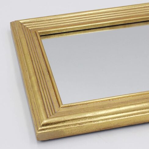 مرآة حائط مزخرفة عتيقة مقاس 12.9 × 10.9 بوصة، مرايا معلقة عتيقة، مرايا سطح الطاولة، مربع ذهبي in Kuwait