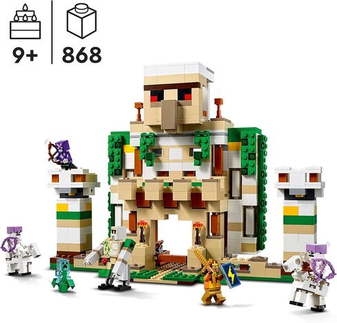 LEGO 21250 Minecraft The Iron Golem Fortress, Buildable Castle Toy, Convertible into a Large Figure, with 7 Figures Including Crystal Knight, Skeleton Rider and A Loaded Creeper in Saudi Arabia
