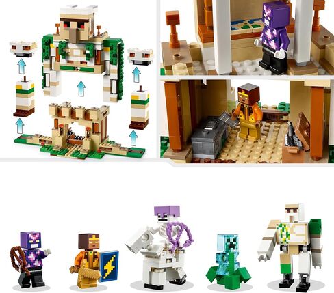 LEGO 21250 Minecraft The Iron Golem Fortress, Buildable Castle Toy, Convertible into a Large Figure, with 7 Figures Including Crystal Knight, Skeleton Rider and A Loaded Creeper in Saudi Arabia