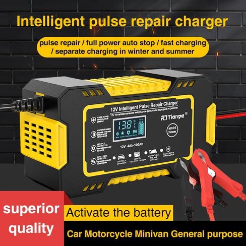 Car Battery Charger, 12V-6A Portable Smart Battery Trickle Charger Automotive Battery Maintainer Desulfator with Temperature Compensation LCD Display Charger for Cars,AGM/Gel Lead Acid Battery in Saudi Arabia