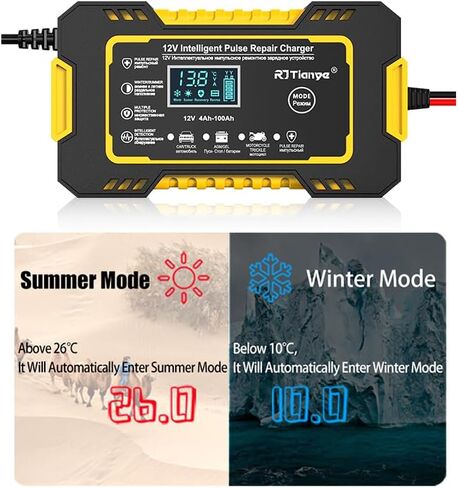 Car Battery Charger, 12V-6A Portable Smart Battery Trickle Charger Automotive Battery Maintainer Desulfator with Temperature Compensation LCD Display Charger for Cars,AGM/Gel Lead Acid Battery in Saudi Arabia