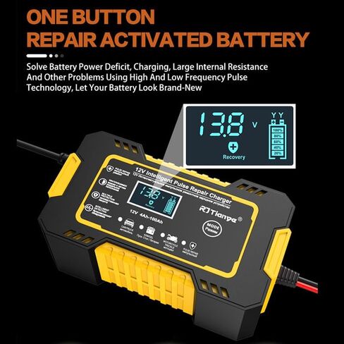 Car Battery Charger, 12V-6A Portable Smart Battery Trickle Charger Automotive Battery Maintainer Desulfator with Temperature Compensation LCD Display Charger for Cars,AGM/Gel Lead Acid Battery in Saudi Arabia
