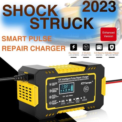 Car Battery Charger, 12V-6A Portable Smart Battery Trickle Charger Automotive Battery Maintainer Desulfator with Temperature Compensation LCD Display Charger for Cars,AGM/Gel Lead Acid Battery in Saudi Arabia