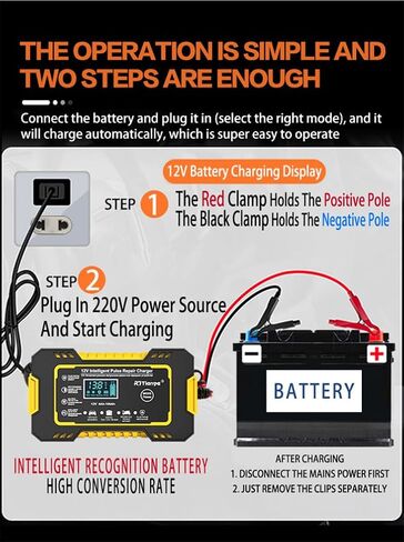 Car Battery Charger, 12V-6A Portable Smart Battery Trickle Charger Automotive Battery Maintainer Desulfator with Temperature Compensation LCD Display Charger for Cars,AGM/Gel Lead Acid Battery in Saudi Arabia