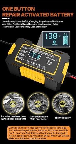 Car Battery Charger, 12V-6A Portable Smart Battery Trickle Charger Automotive Battery Maintainer Desulfator with Temperature Compensation LCD Display Charger for Cars,AGM/Gel Lead Acid Battery in Saudi Arabia