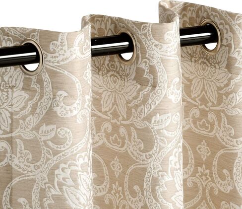 SUPERIOR Lotus Jacquard Curtains with Grommet Header, Linen in Saudi Arabia