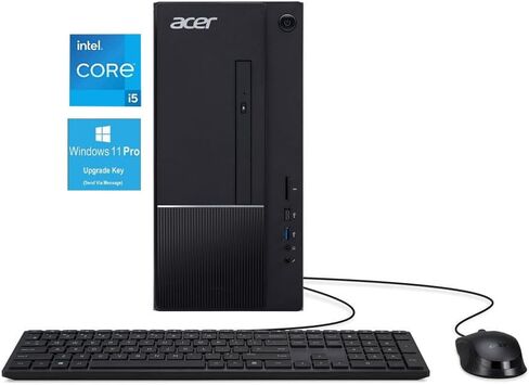 كمبيوتر مكتبي ايسر اسباير TC-1770 - انتل كور i5-13400(10-Core)، ذاكرة الوصول العشوائي 32 جيجا، 2 تيرابايت PCIe SSD، انتل UHD Graphics 730، واي فاي 6E AX211، قارئ بطاقة SD، ويندوز 11 برو 64 بت، اسود in Saudi Arabia