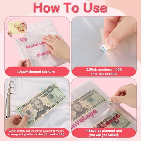 100 مغلف تحدي توفير المال 100 مظروف جامعي تحدي الموثق الوردي DIY التوفير التحديات الميزانية كتاب الموثق طريقة سهلة وممتعة لتوفير 5،050 دولار (لا أضعاف النقدية) (الموثق) in Saudi Arabia