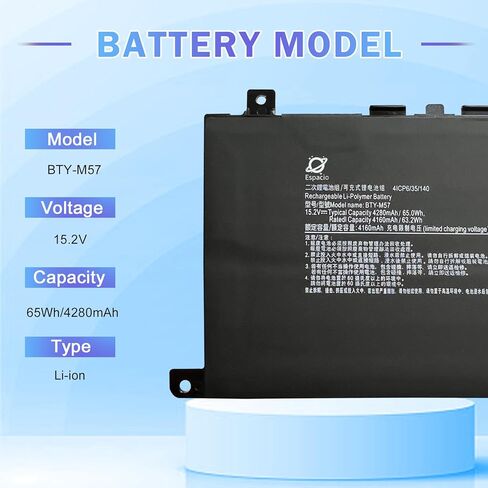 استبدال بطارية الكمبيوتر المحمول BTY-M57 لـ MSI GP66 GP76 Leopard 10UE 10UG 10UH 11UE 11UG 11UH Vector GP66 GP76 12UE 12UG 12UGS 12UH 12UGS 10UE-065ES Series 4ICP6/35/140 65Wh in Kuwait