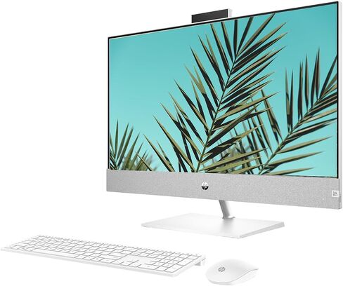 HP Pavilion 27 بوصة QHD الكل في واحد، Intel Core i7-13700T، NVIDIA GeForce RTX 3050، ذاكرة وصول عشوائي 32 جيجابايت، 1 تيرابايت SSD، كاميرا تعمل بالأشعة تحت الحمراء، لوحة مفاتيح وماوس لاسلكي، HDMI، RJ-45، Wi-Fi 6، Windows 11 Pro ، فضة in Kuwait