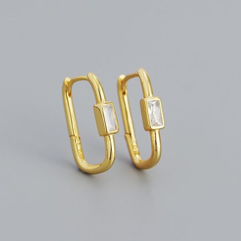 Rectangle CZ Huggie Hoop Earrings 925 Sterling Silver Cartilage Crystal Small Square Geometric Hoops Dangle Drop Earring Hypoallergenic for Women Girls Dainty Jewelry Gifts Birthday Christmas in Saudi Arabia