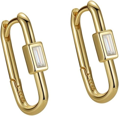 Rectangle CZ Huggie Hoop Earrings 925 Sterling Silver Cartilage Crystal Small Square Geometric Hoops Dangle Drop Earring Hypoallergenic for Women Girls Dainty Jewelry Gifts Birthday Christmas in Saudi Arabia