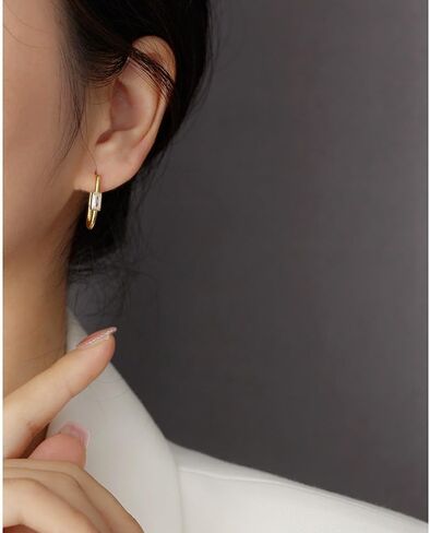 Rectangle CZ Huggie Hoop Earrings 925 Sterling Silver Cartilage Crystal Small Square Geometric Hoops Dangle Drop Earring Hypoallergenic for Women Girls Dainty Jewelry Gifts Birthday Christmas in Saudi Arabia