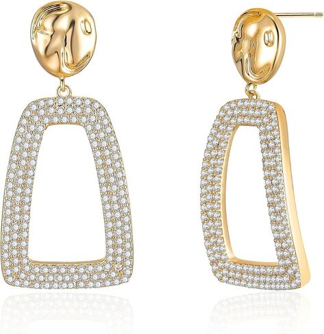 Pearl Drop Earrings - 18K Gold Plated Dangle Stud Pearl Earrings - Freshwater Cultured Pearl Earrings for Women - AAA+ Quality in Saudi Arabia