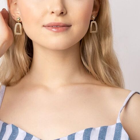 Pearl Drop Earrings - 18K Gold Plated Dangle Stud Pearl Earrings - Freshwater Cultured Pearl Earrings for Women - AAA+ Quality in Saudi Arabia