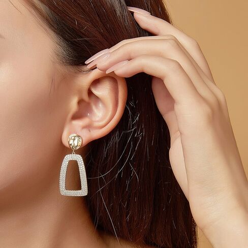 Pearl Drop Earrings - 18K Gold Plated Dangle Stud Pearl Earrings - Freshwater Cultured Pearl Earrings for Women - AAA+ Quality in Saudi Arabia