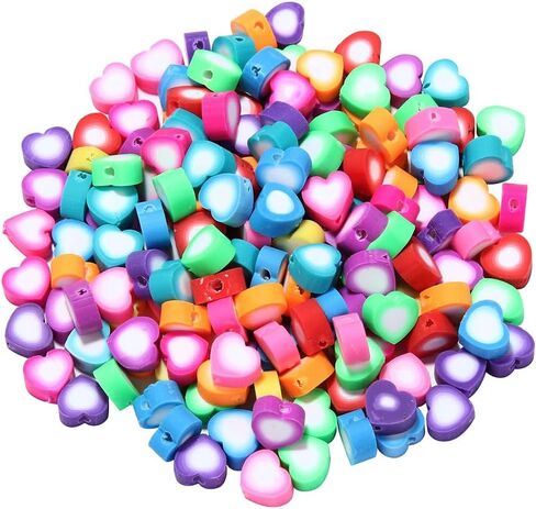 GSHLLO 200 Pcs Colorful Mixed Clay Beads Handmade Jewelry Loose Beads Polymer Clay Charms Flat Spacer Beads Necklace Earring Making Beads with Hole for DIY Crafts Flower in Saudi Arabia