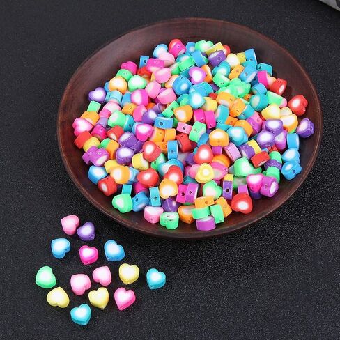 GSHLLO 200 Pcs Colorful Mixed Clay Beads Handmade Jewelry Loose Beads Polymer Clay Charms Flat Spacer Beads Necklace Earring Making Beads with Hole for DIY Crafts Flower in Saudi Arabia