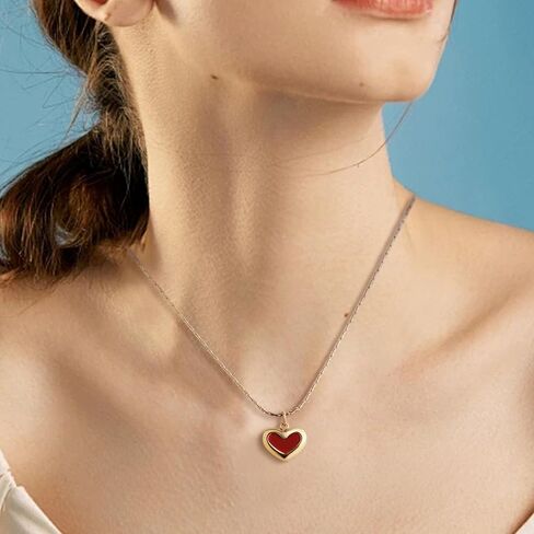 الذهب الصغيرة صدف القلب استرخى قلادة قلادة للنساء الفتيات، عيد الحب لطيف الحب المينا قطرة قلادة قابل للتعديل سلسلة الزفاف حفلة موسيقية هدية مجوهرات. in Kuwait