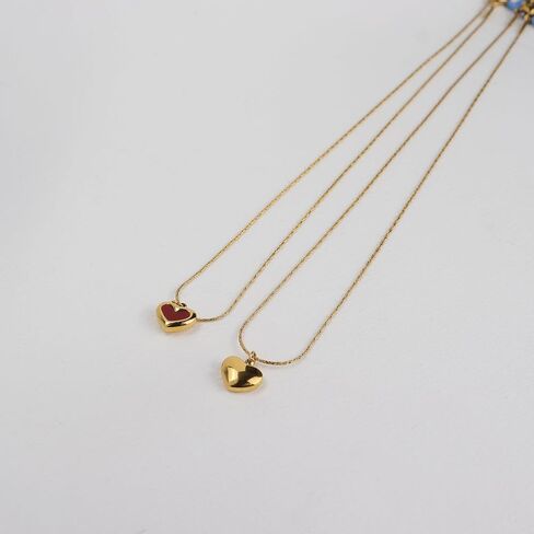 الذهب الصغيرة صدف القلب استرخى قلادة قلادة للنساء الفتيات، عيد الحب لطيف الحب المينا قطرة قلادة قابل للتعديل سلسلة الزفاف حفلة موسيقية هدية مجوهرات. in Kuwait