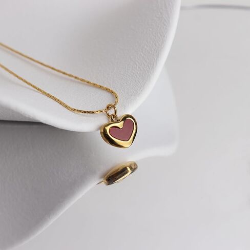 الذهب الصغيرة صدف القلب استرخى قلادة قلادة للنساء الفتيات، عيد الحب لطيف الحب المينا قطرة قلادة قابل للتعديل سلسلة الزفاف حفلة موسيقية هدية مجوهرات. in Kuwait