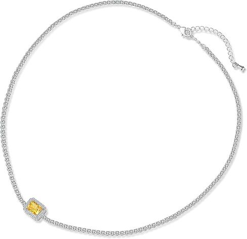 الكلاسيكية مكعب زركونيا التنس قلادة المختنق جولة تشيكوسلوفاكيا سلسلة مع الأصفر الأزرق هالة سوليتير قلادة مشع in Kuwait