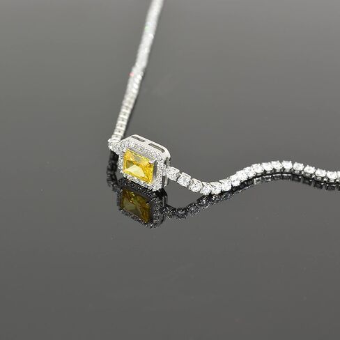 الكلاسيكية مكعب زركونيا التنس قلادة المختنق جولة تشيكوسلوفاكيا سلسلة مع الأصفر الأزرق هالة سوليتير قلادة مشع in Kuwait
