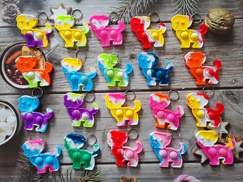 20 Packs Bulk Dog Puppy Backpack Keychain Decor Rainbow Mini pop Fidget for Students Gift and Dog Party Favors,Students Bubble Prize for boy and Little Girl Kids in Saudi Arabia