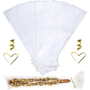 Enenes Cellophane Bags 200-Pack 4x9 Inch Clear Party Favor Bags with Twist Ties for Candy, Cookies, Bakery Treats, Desserts & Gift Packaging in Kuwait