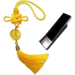 Crystal Feng Shui Coin, purple Tassels Chinese knot, combines traditional Chinese good luck charms with modern crystal energy, wealth, good fortune and success. 1 pack in Kuwait