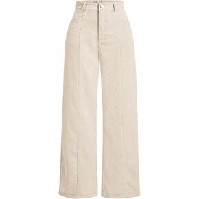 WDIRARA Women's High Waisted Straight Leg Corduroy Long Pants with Pockets in Saudi Arabia
