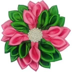 Pink and Green Swirl 3.5" Sorority Paraphernalia Flower Brooch Pin for Women Greek, AKA Sorority Inspired for D9 Events, Conferences, Luncheons, J15 in Saudi Arabia