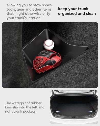 Trunk Organizer for 2024 2025 Tesla Model 3 Highland Accessories Rear Trunk Storage Bins Side Box with Lids for 2025 2024 Model 3 Interior Accessories TPE Material Waterproof Odorless 2 PCS in Saudi Arabia