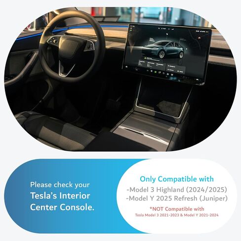 TUDIA Center Console Organizer Tray Designed for Tesla Model 3 (2021-2023) / Model Y (2021-2024) - [NOT Compatible with Model 3 2024/2025] Smooth Slide Silicone Interior Storage Accessories in Saudi Arabia