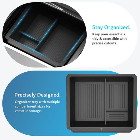 TUDIA Center Console Organizer Tray Designed for Tesla Model 3 (2021-2023) / Model Y (2021-2024) - [NOT Compatible with Model 3 2024/2025] Smooth Slide Silicone Interior Storage Accessories in Saudi Arabia