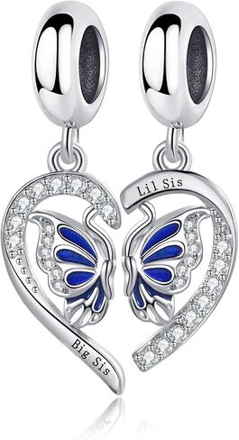 NanMuc Heart Best Friend Mother Daughter Son Sister Love Butterfly Charm Dangle Bead Compatible with Pandora Bracelets in Saudi Arabia