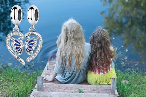NanMuc Heart Best Friend Mother Daughter Son Sister Love Butterfly Charm Dangle Bead Compatible with Pandora Bracelets in Saudi Arabia