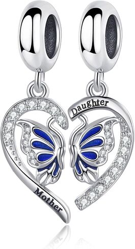 NanMuc Heart Best Friend Mother Daughter Son Sister Love Butterfly Charm Dangle Bead Compatible with Pandora Bracelets in Saudi Arabia
