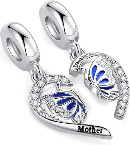 NanMuc Heart Best Friend Mother Daughter Son Sister Love Butterfly Charm Dangle Bead Compatible with Pandora Bracelets in Saudi Arabia