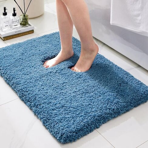 سجاد الحمام الأزرق 17x24 آلة حصيرة قابلة للغسل لحمام الأرضية سميكة رقيقة من السجادة حمام للاستحمام لحوض الاستحمام غير الانزلاق للاستحمام in Kuwait