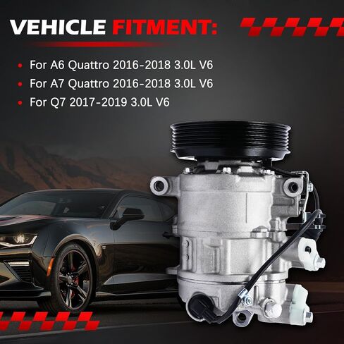 AC ضاغط AC ملاءمة مع A6 QUATTRO 2016-2018 3.0L V6 ، A7 QUATTRO 2016-2018 ، Q7 17-19 ، A/C ضواغط تكييف الهواء مع استبدال القابض لـ 157322 ، 168318 ، 4M0820803 ، 4M0816803 in Saudi Arabia