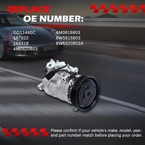 AC ضاغط AC ملاءمة مع A6 QUATTRO 2016-2018 3.0L V6 ، A7 QUATTRO 2016-2018 ، Q7 17-19 ، A/C ضواغط تكييف الهواء مع استبدال القابض لـ 157322 ، 168318 ، 4M0820803 ، 4M0816803 in Saudi Arabia