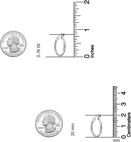 LECALLA 925 Sterling Silver Hoop أقراط للنساء | خفيفة الوزن كلاسيكي الماس الملمس حلق القرط | أحواض حلق النساء 20/25/30/35/40 مم in Saudi Arabia