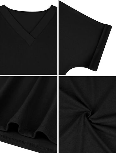 Missufe Women’s 2025 Summer Tops v Neck Short Batwing Sleeve Lourd Fit Fit Casal Basic Tirt in Saudi Arabia