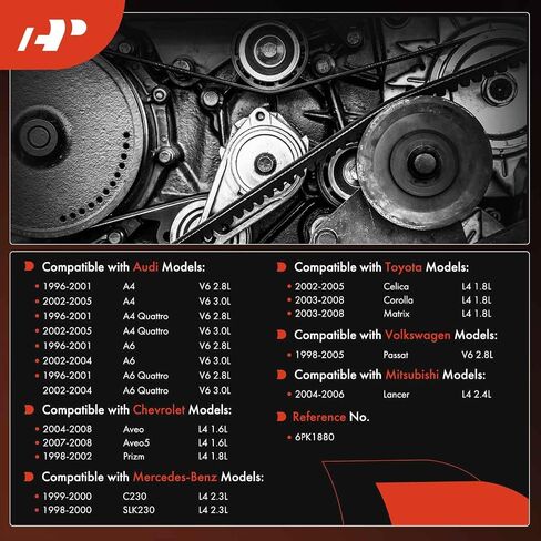 A-Premium Engine Serpentine Drive Belt Compatible with Toyota, Mercedes-Benz, Volkswagen, Audi, Mitsubishi & Chevrolet Cars - Corolla/Matrix 03-08, C230, SLK230, Passat, A4, A6, Lancer, Aveo in Saudi Arabia