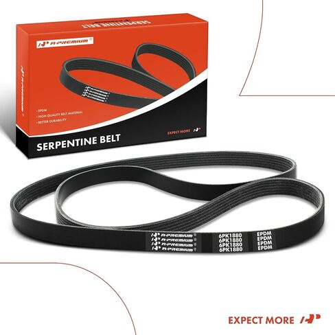 A-Premium Engine Serpentine Drive Belt Compatible with Toyota, Mercedes-Benz, Volkswagen, Audi, Mitsubishi & Chevrolet Cars - Corolla/Matrix 03-08, C230, SLK230, Passat, A4, A6, Lancer, Aveo in Saudi Arabia